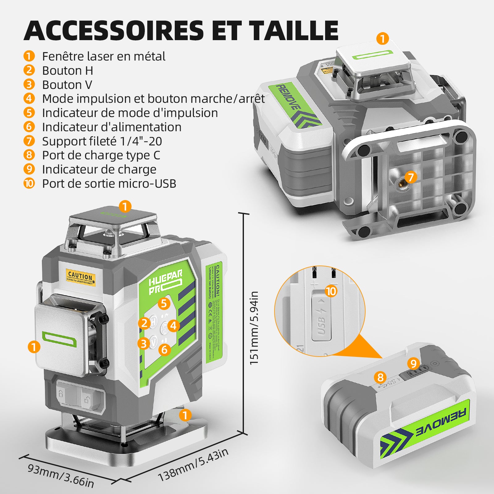 Niveau Laser Huepar Pro ZK04CG